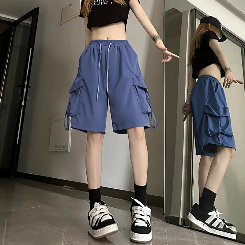 Women’s High-Waist Cargo Shorts with Large Pockets