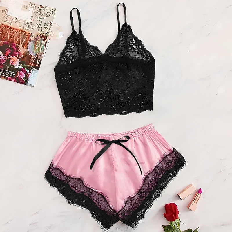 Women's Lace Cami & Shorts Pajama Set