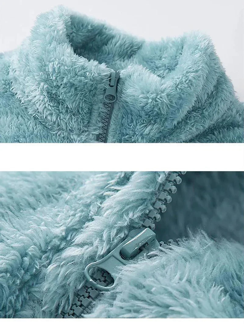 Oversized Polar Fleece Zip-Up Hoodie