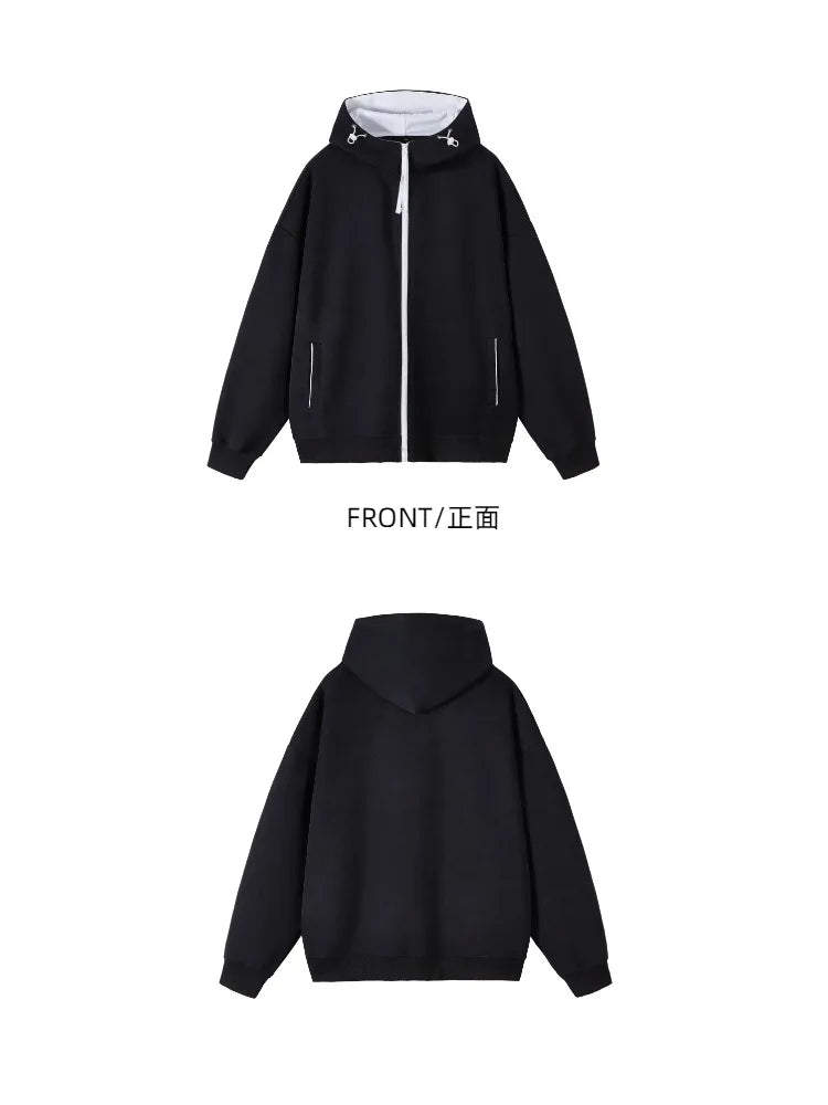 Men's Contrast Zip-Up Heavyweight Hoodie