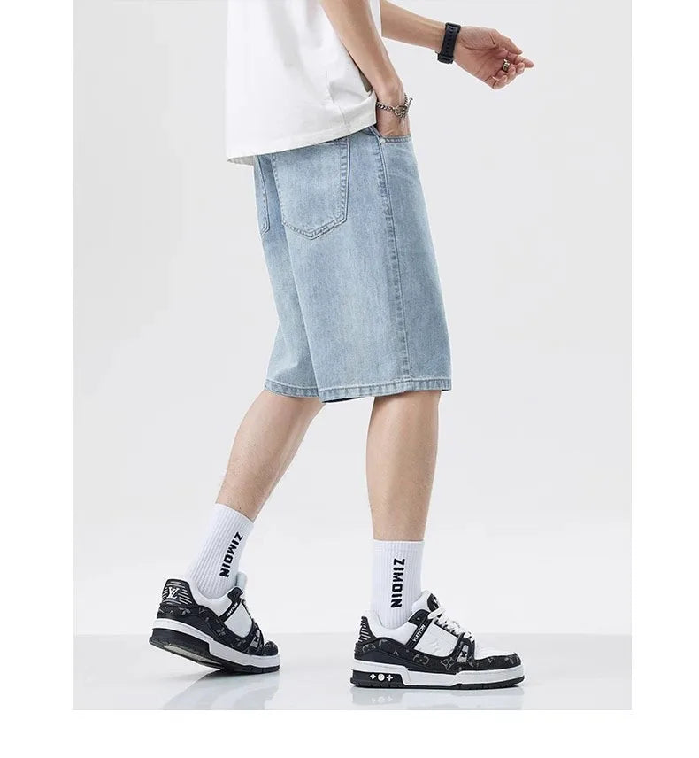 Men's Wide Leg Denim Shorts