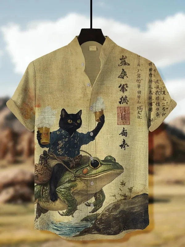 Men's Retro Cat Graphic Shirt