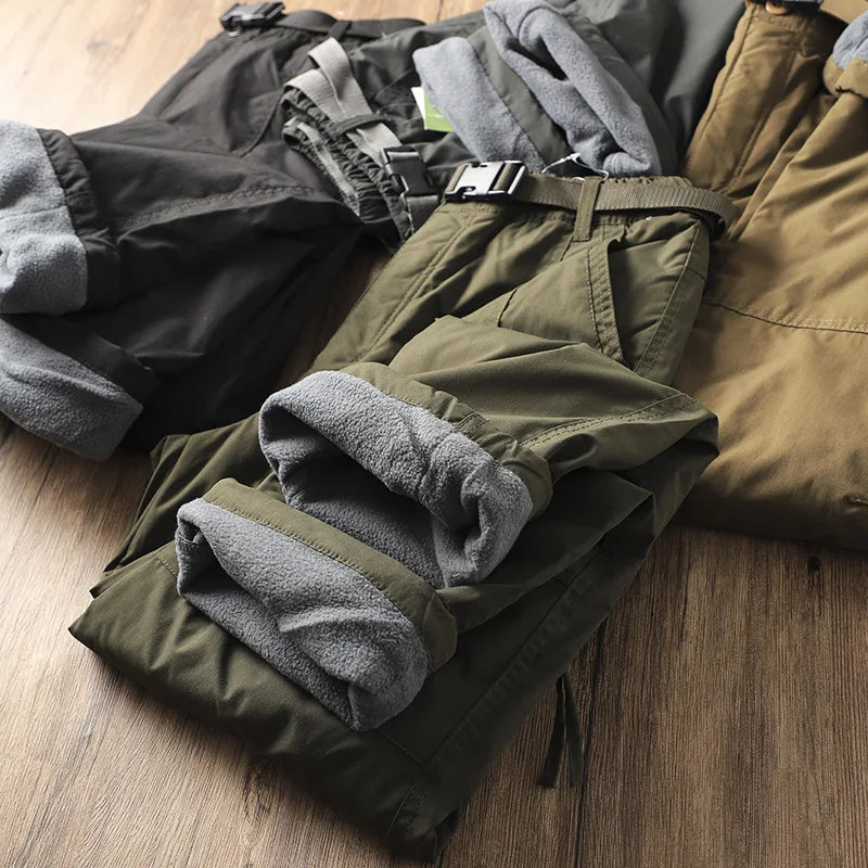 Men's Outdoor Hiking Pants – Fleece Lined, Windproof, Waterproof, Straight Leg