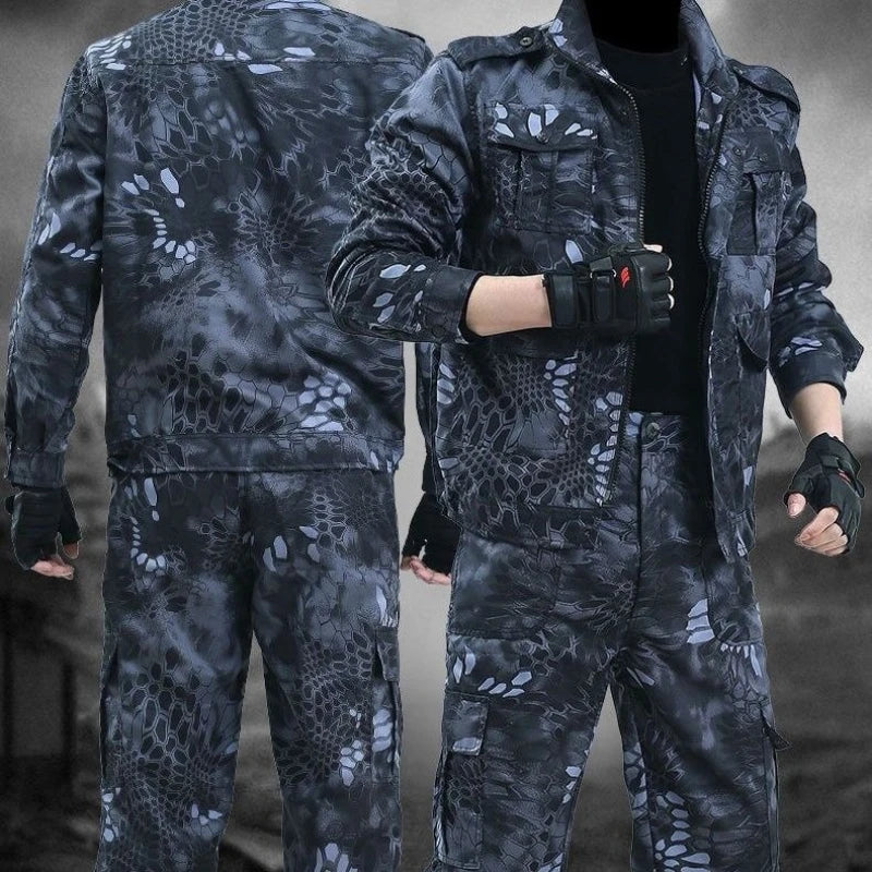 Men's Black Python Pattern Workwear Set