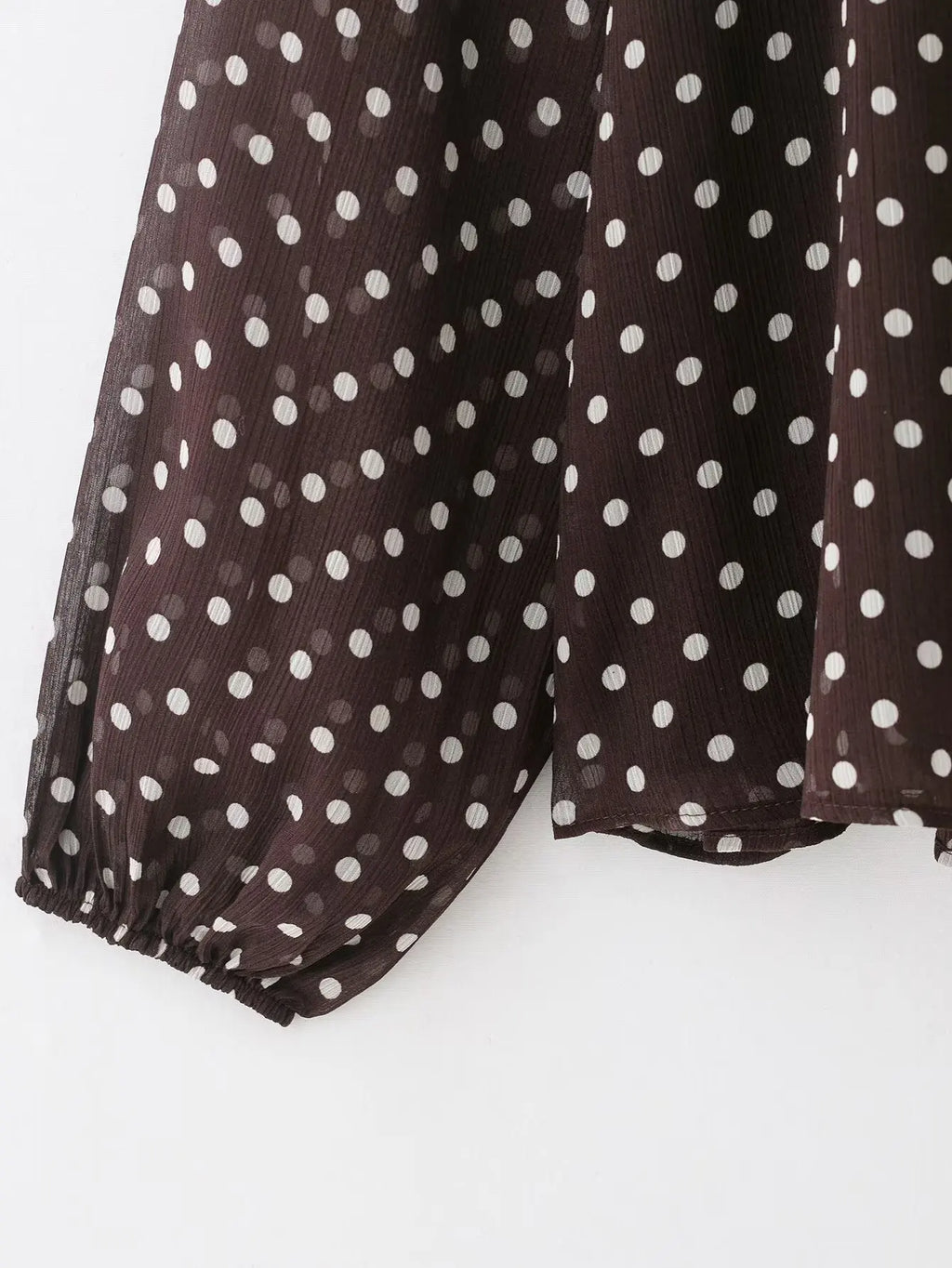 Women's Polka Dot Blouse – Long Sleeve Bow-Tie Neck Elegant Shirt