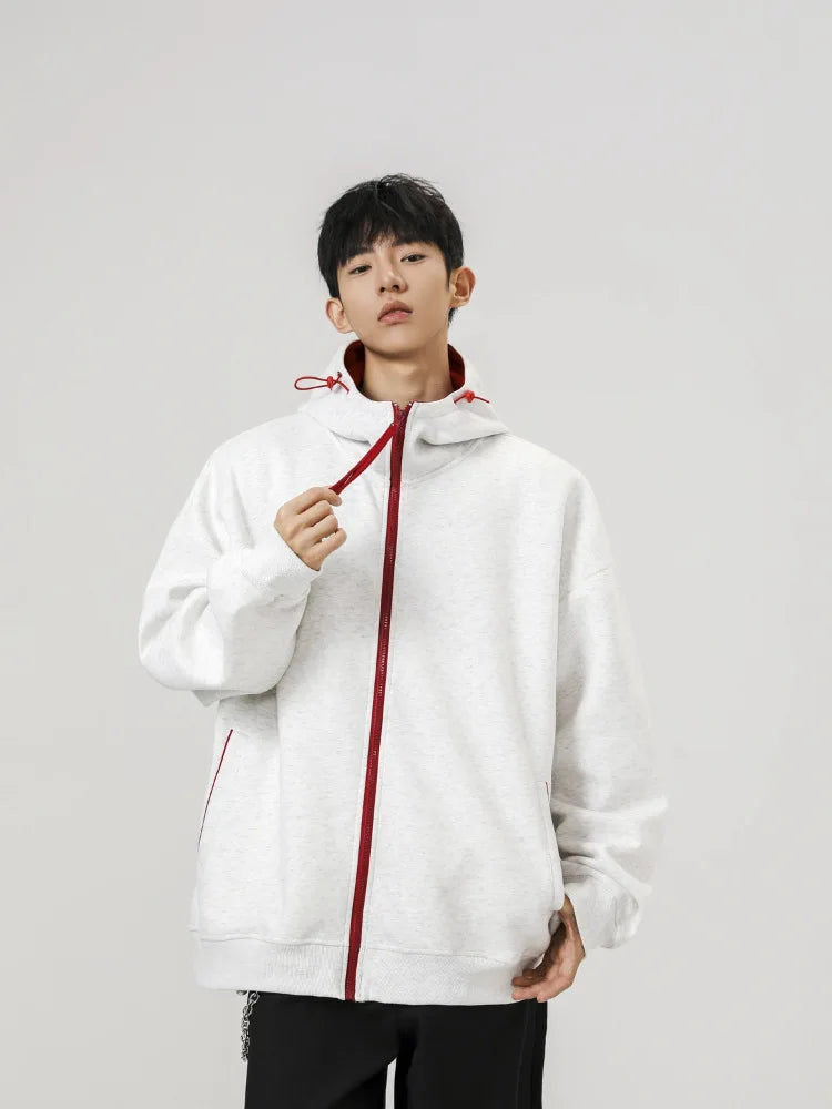 Men's Contrast Zip-Up Heavyweight Hoodie