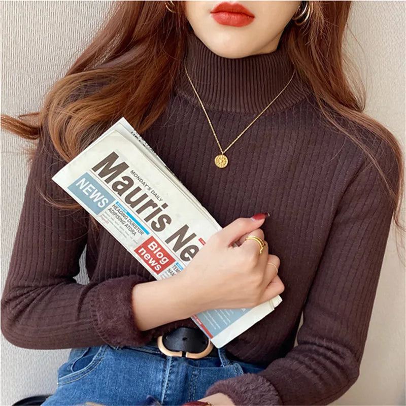 Women's Velvet-Lined Turtleneck Sweater