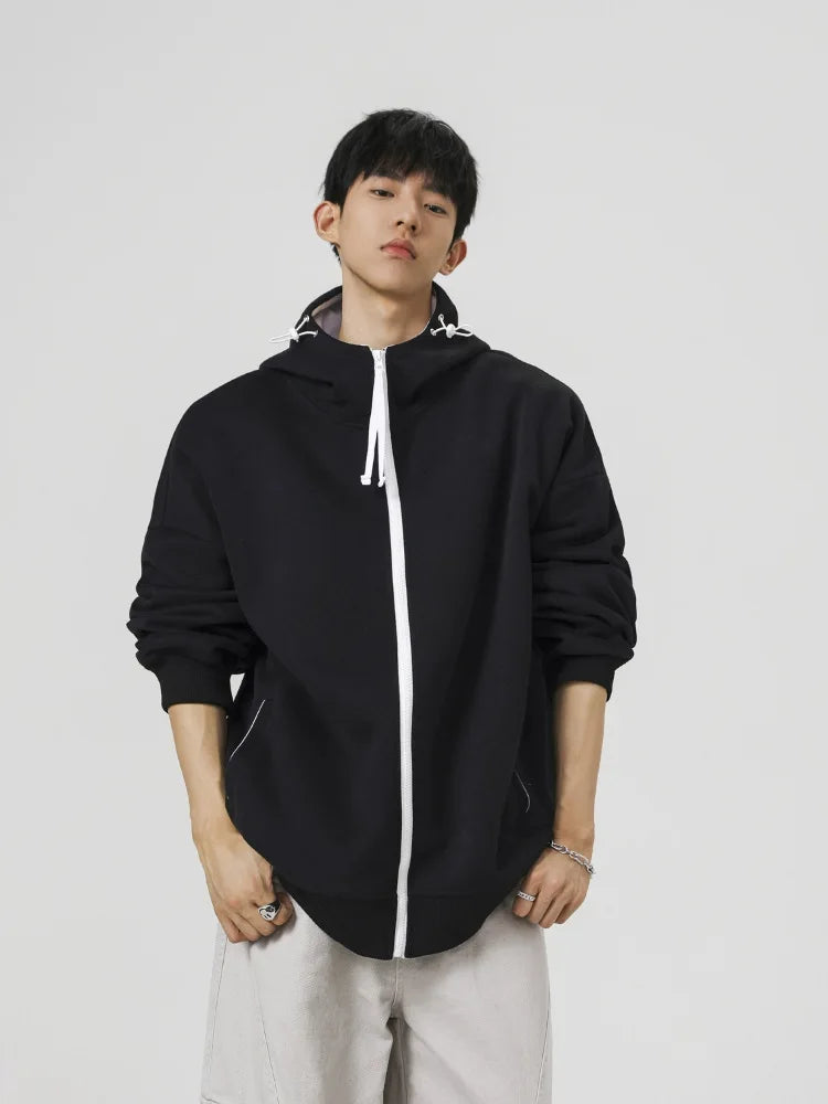 Men's Contrast Zip-Up Heavyweight Hoodie