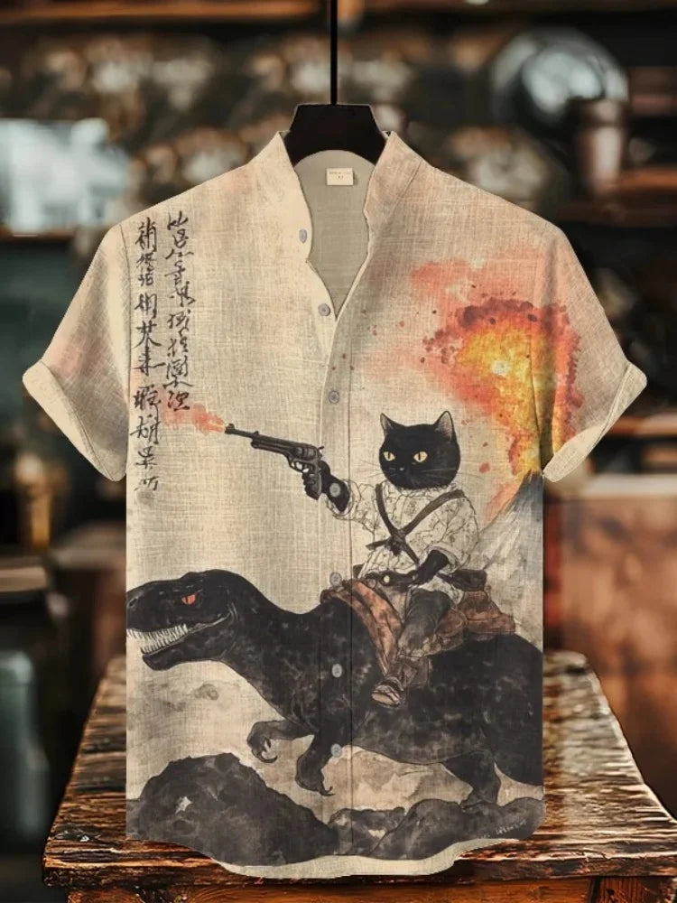 Men's Retro Cat Graphic Shirt