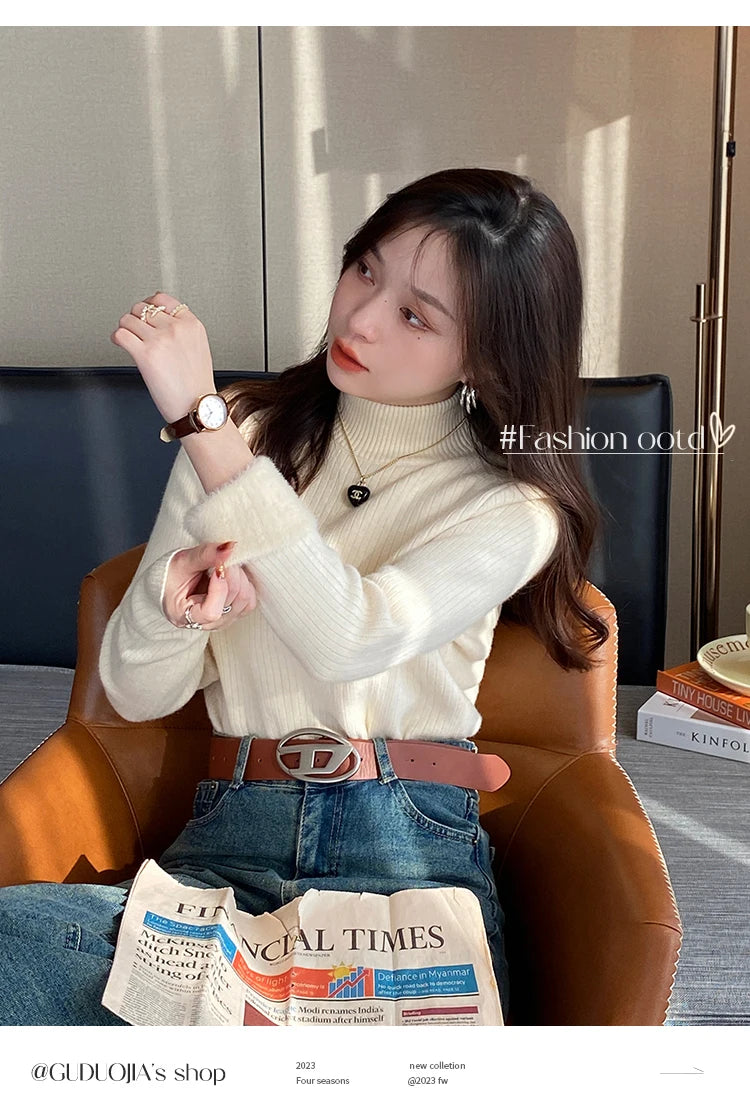 Women's Velvet-Lined Turtleneck Sweater