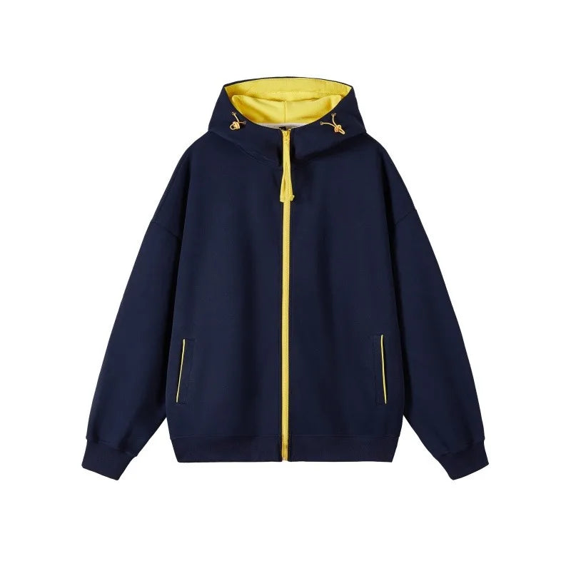 Men's Contrast Zip-Up Heavyweight Hoodie