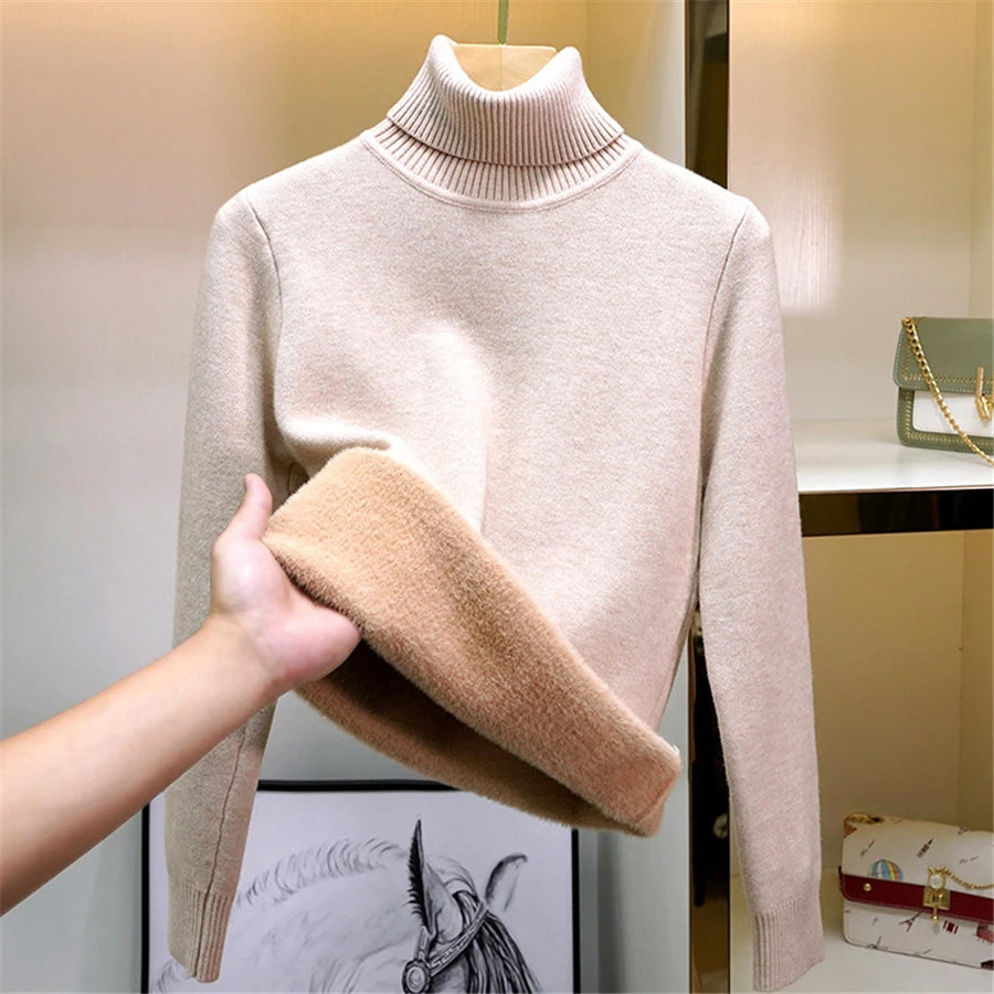 Women's Warm Turtleneck Knit Sweater