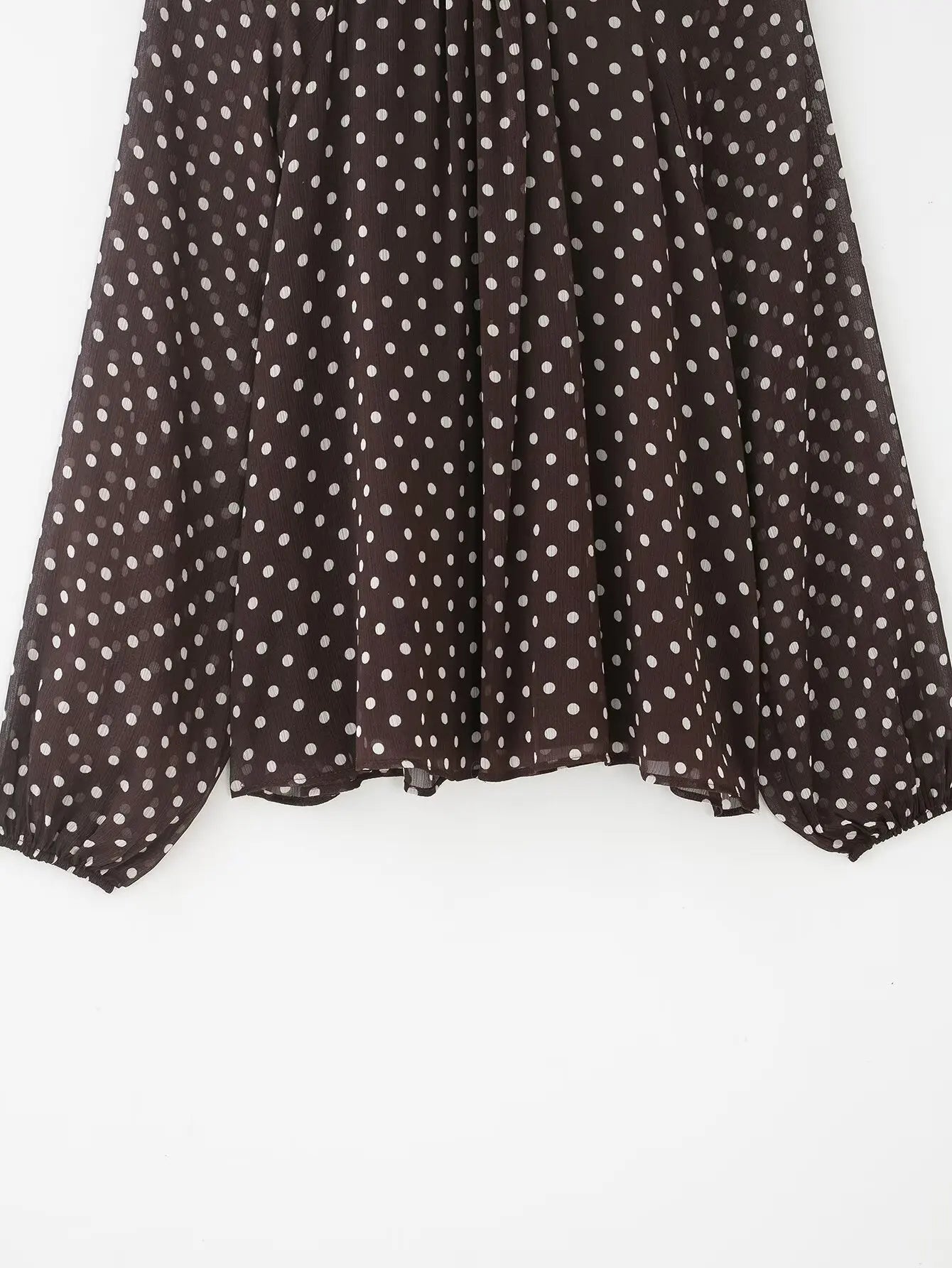 Women's Polka Dot Blouse – Long Sleeve Bow-Tie Neck Elegant Shirt