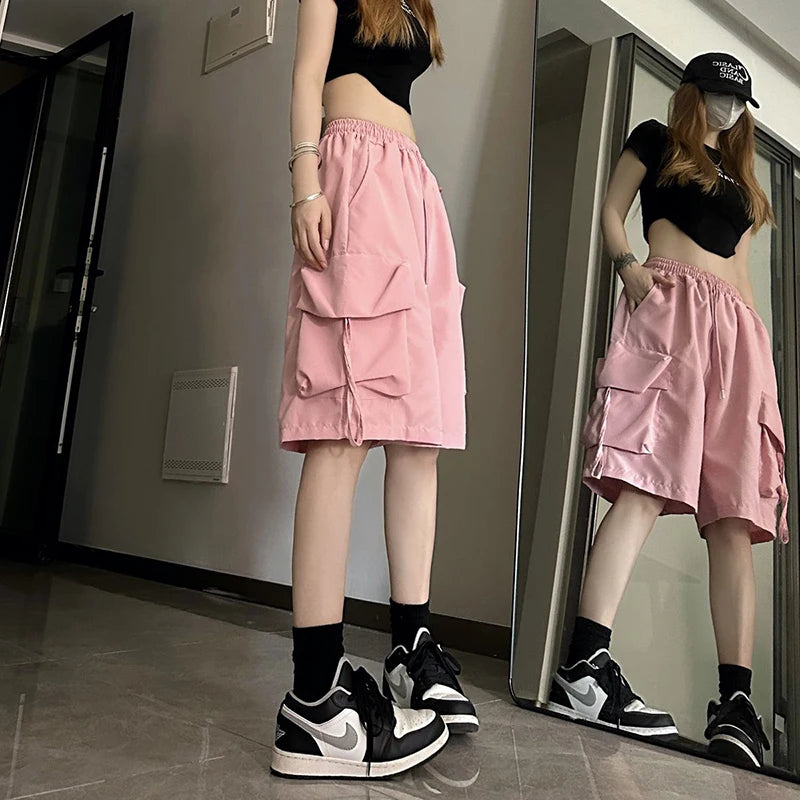 Women’s High-Waist Cargo Shorts with Large Pockets