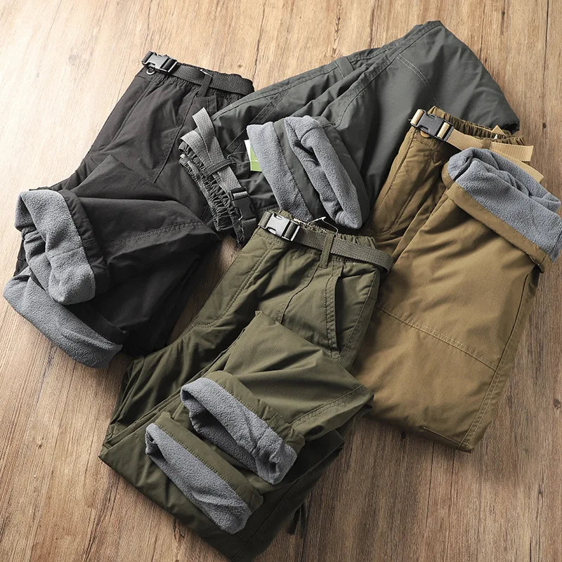 Men's Outdoor Hiking Pants – Fleece Lined, Windproof, Waterproof, Straight Leg
