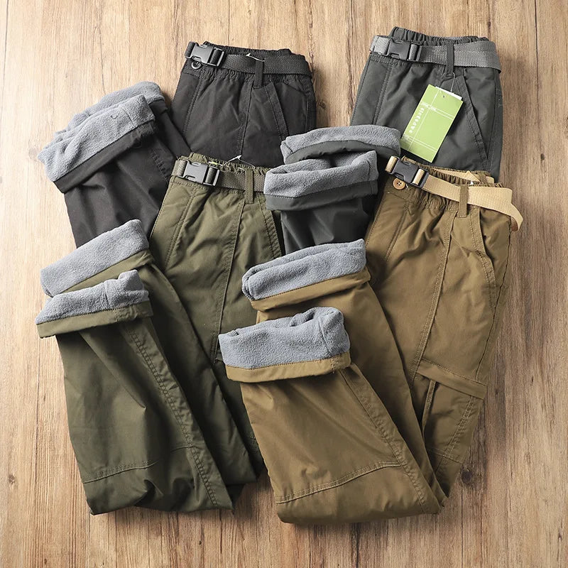 Men's Outdoor Hiking Pants – Fleece Lined, Windproof, Waterproof, Straight Leg