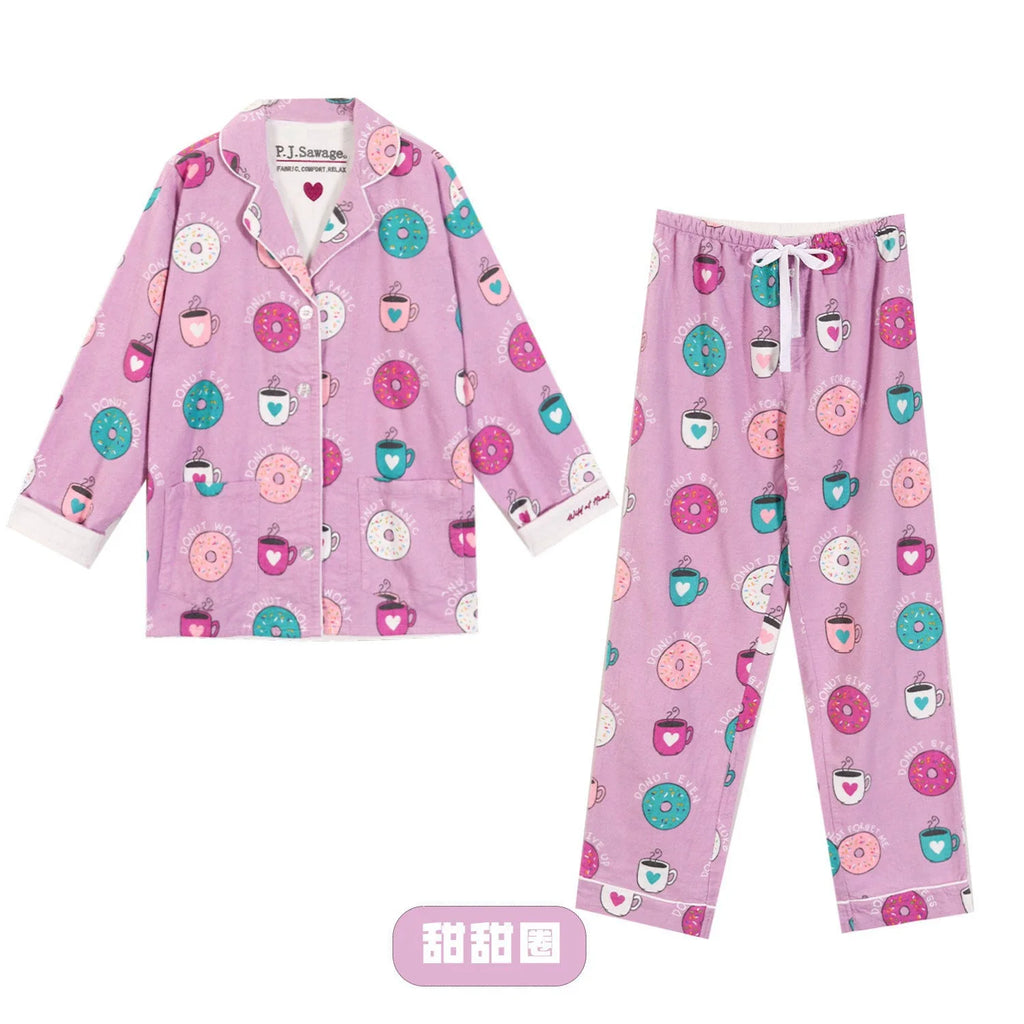 2 Piece Set Pajamas for Women Pj Sets Women 2 Piece Set Outfits 100% Cotton Pajamas for Women Loungwear Set Loose Sleep Homewear