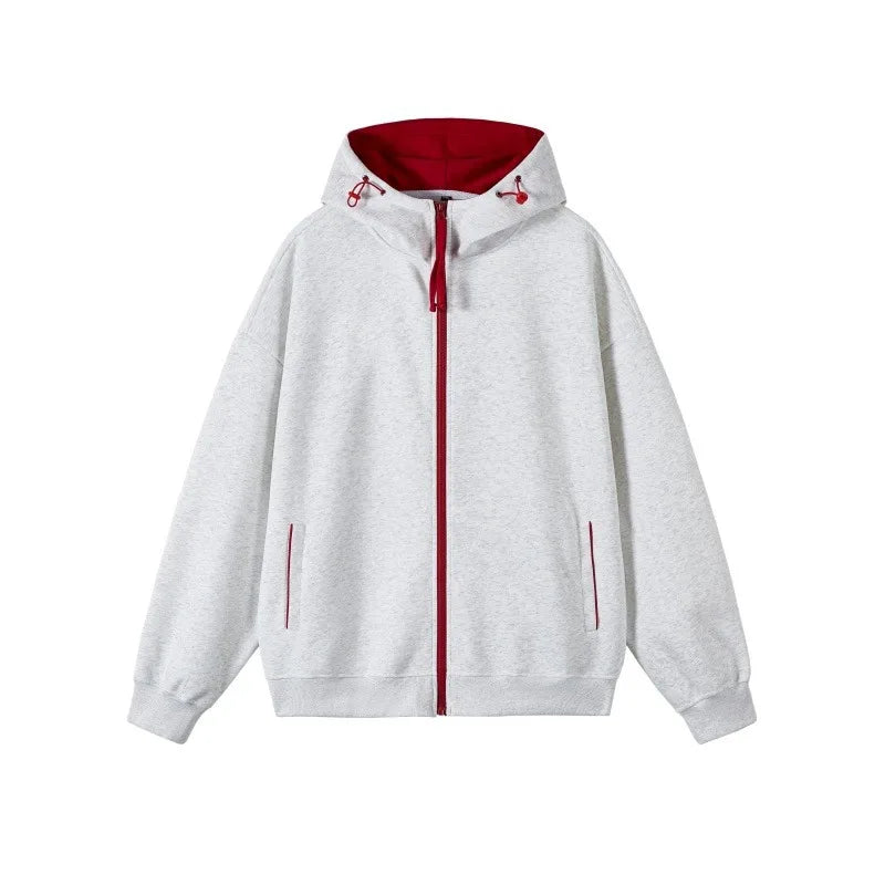 Men's Contrast Zip-Up Heavyweight Hoodie