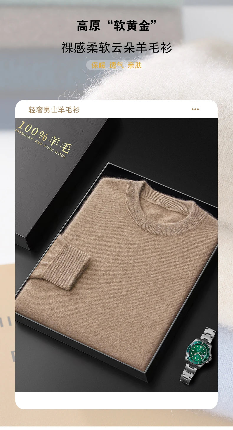 Men's Pure Wool Crewneck Sweater