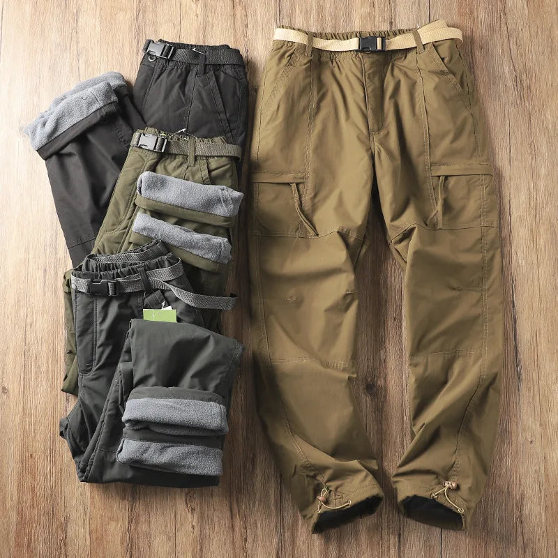 Men's Outdoor Hiking Pants – Fleece Lined, Windproof, Waterproof, Straight Leg