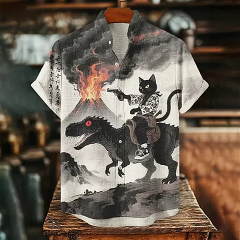 Men's Retro Cat Graphic Shirt