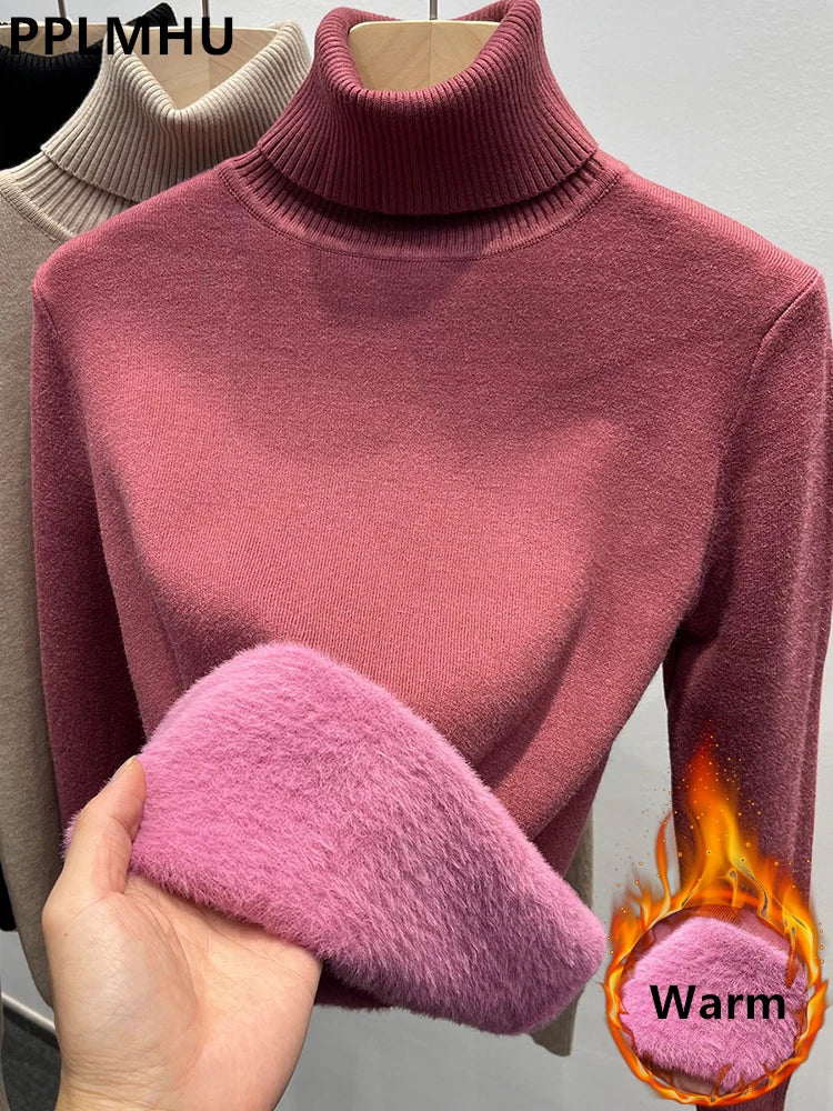 Women's Warm Turtleneck Knit Sweater