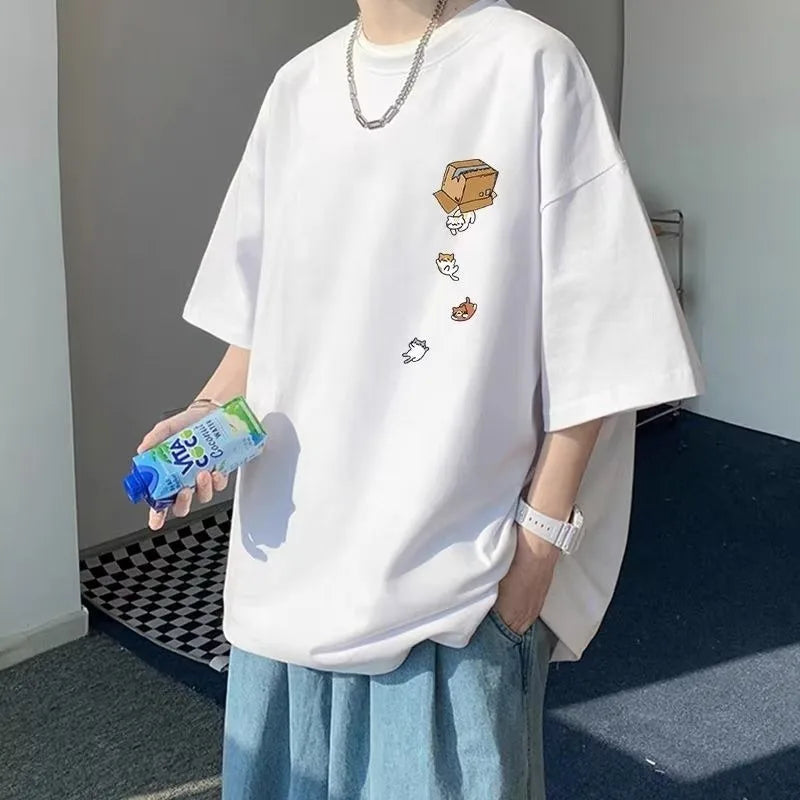 Men's Oversized Kitten Graphic T-Shirt