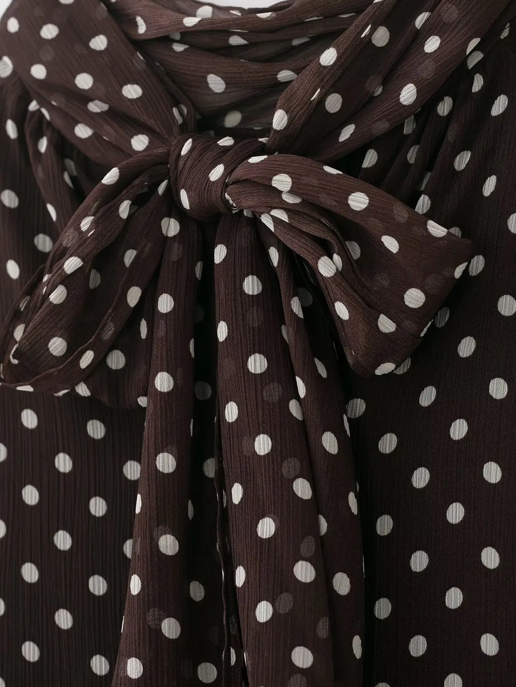 Women's Polka Dot Blouse – Long Sleeve Bow-Tie Neck Elegant Shirt