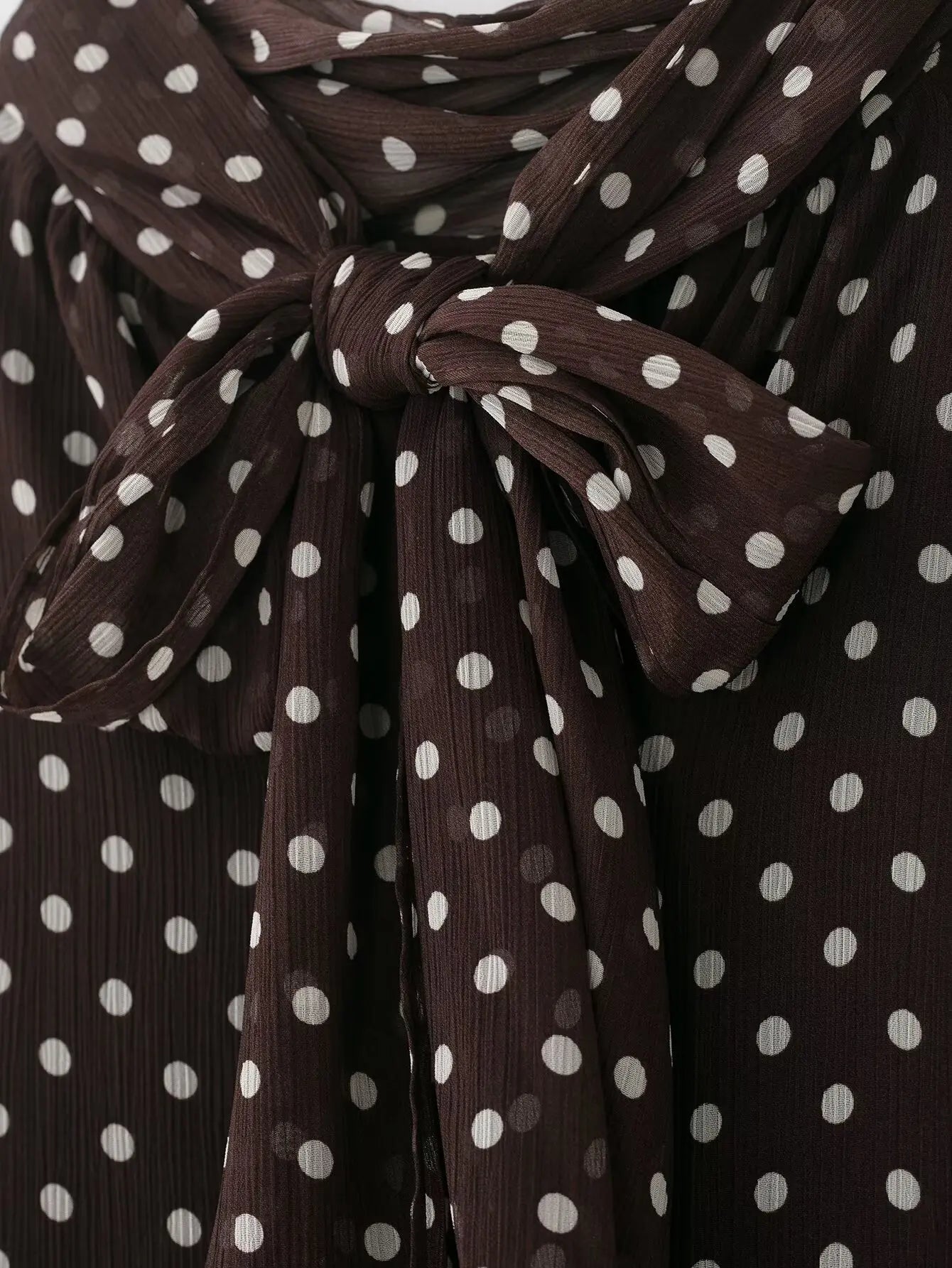 Women's Polka Dot Blouse – Long Sleeve Bow-Tie Neck Elegant Shirt