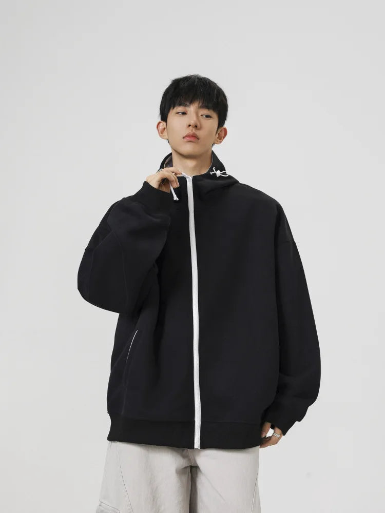 Men's Contrast Zip-Up Heavyweight Hoodie