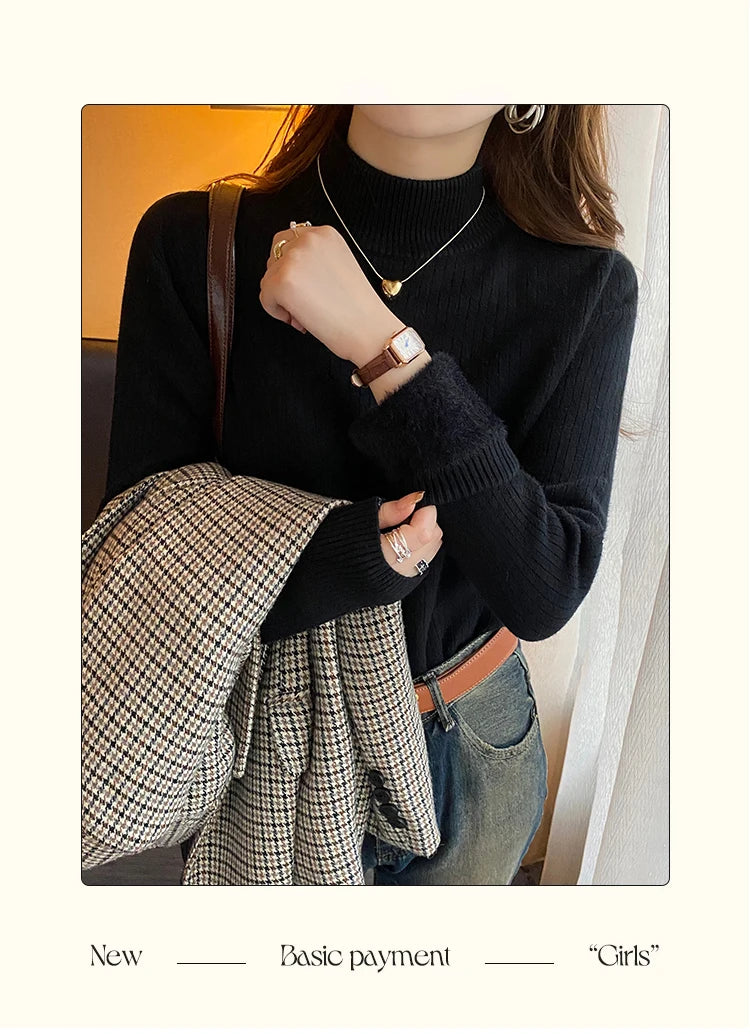 Women's Velvet-Lined Turtleneck Sweater