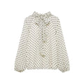 Women's Polka Dot Blouse – Long Sleeve Bow-Tie Neck Elegant Shirt