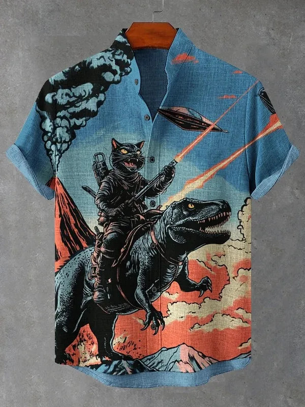 Men's Retro Cat Graphic Shirt
