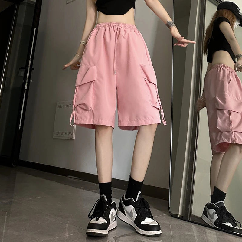 Women’s High-Waist Cargo Shorts with Large Pockets