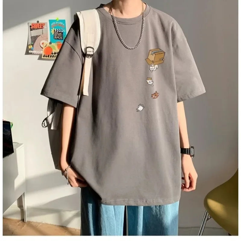 Men's Oversized Kitten Graphic T-Shirt