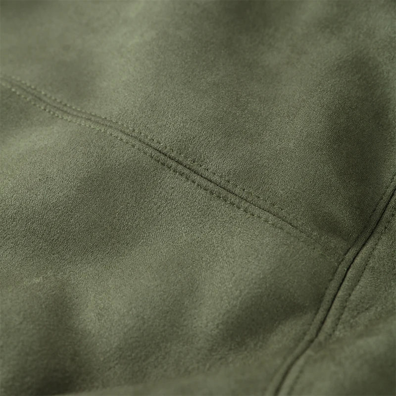 Green Suede Bomber Jacket for Women