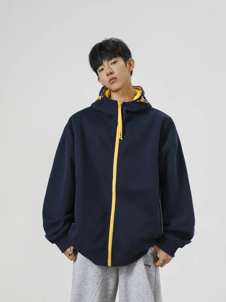 Men's Contrast Zip-Up Heavyweight Hoodie