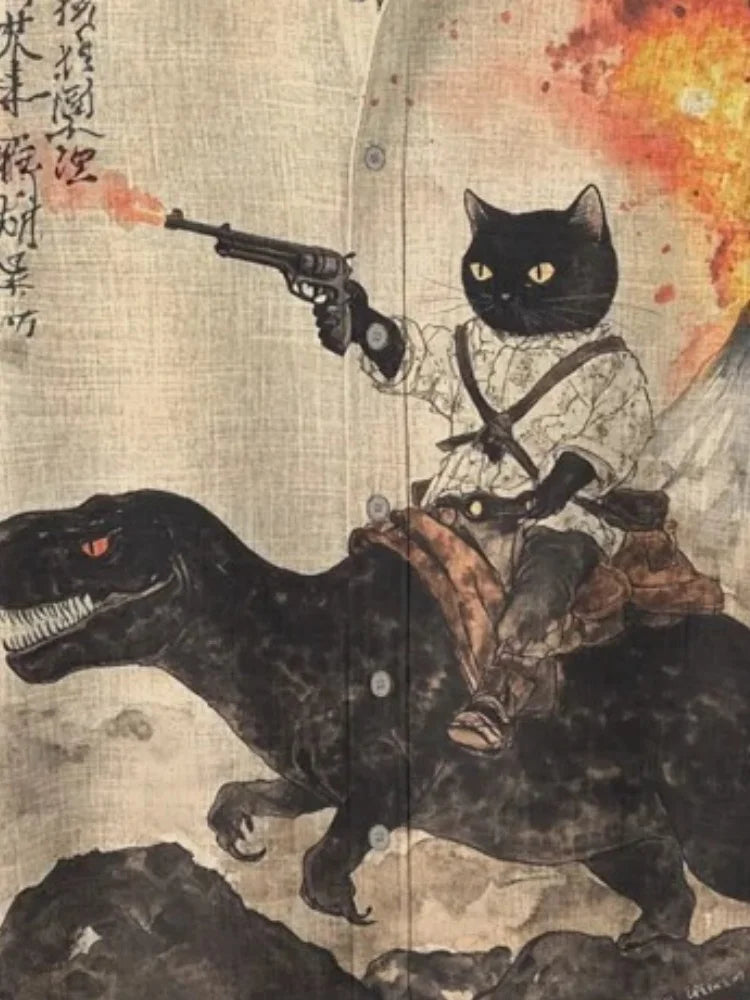 Men's Retro Cat Graphic Shirt