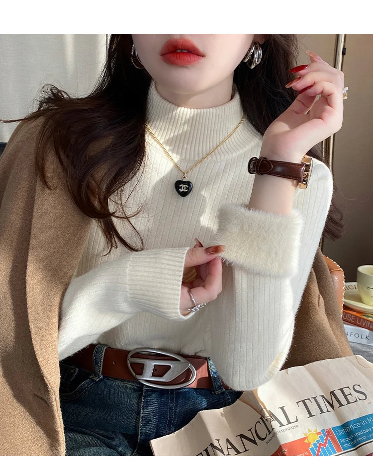Women's Velvet-Lined Turtleneck Sweater