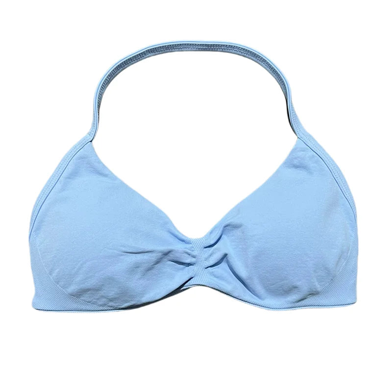 Women's Seamless Halter Sports Bra – High Support, Removable Pads, Gym & Yoga Top