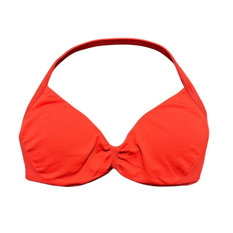 Women's Seamless Halter Sports Bra – High Support, Removable Pads, Gym & Yoga Top